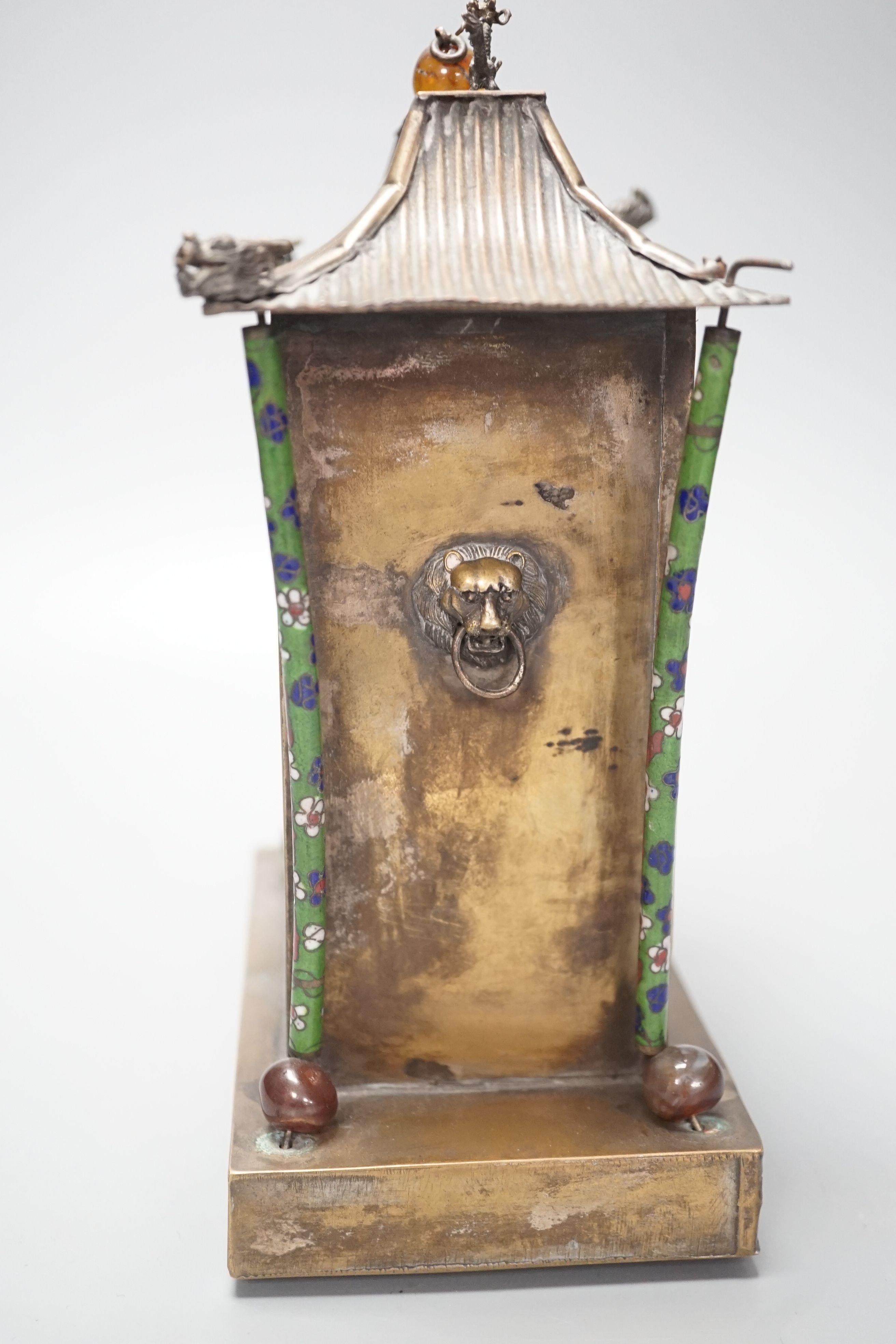 A Chinese enamelled metal shrine stand, height 22cm